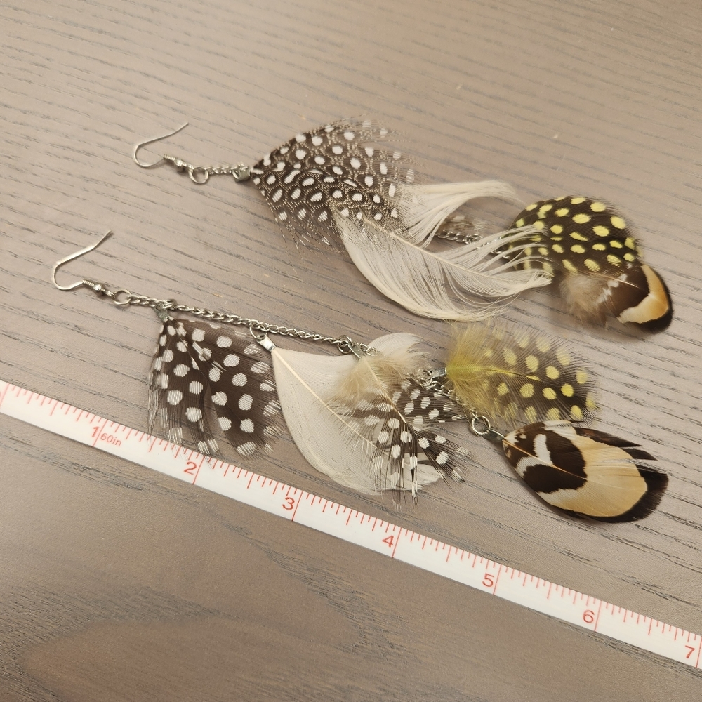 Brown feather earrings